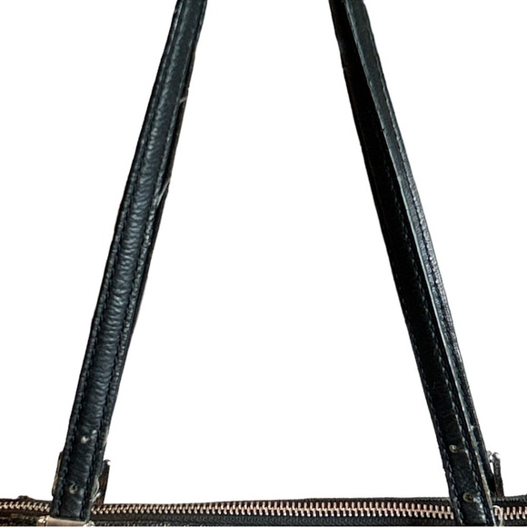 MICHAEL Michael Kors Black Gray Monogram Double Handle Large Tote Footed Pocket - Picture 8 of 13